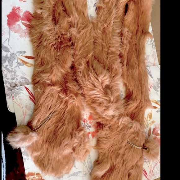 RABBIT SCARF AND MITTENS ATTACHED ITS A ONE TIME DESIGN STYLISH AND WARM 80”L - Picture 9 of 10